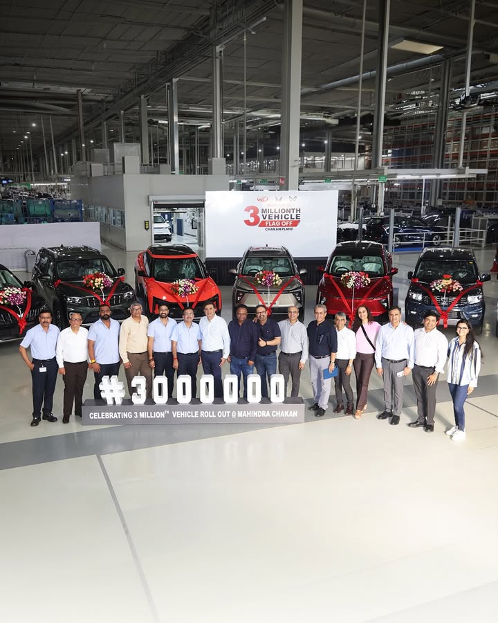 Three million vehicles. Countless stories set in motion. Today, Mahindra s Chakan plant rolled out its 3 millionth vehicle