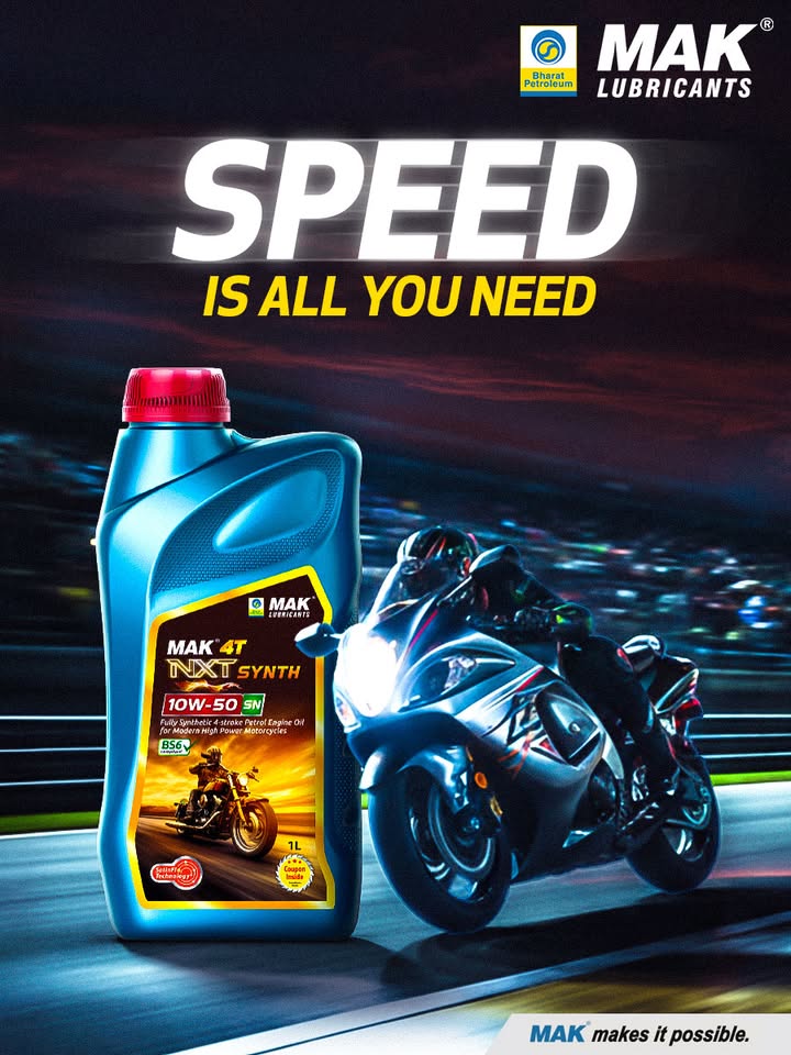 MAK 4T NXT SYNTH 10W 50 is specially engineered for your Superbikes to enhance power and give you the ultimate riding experi...