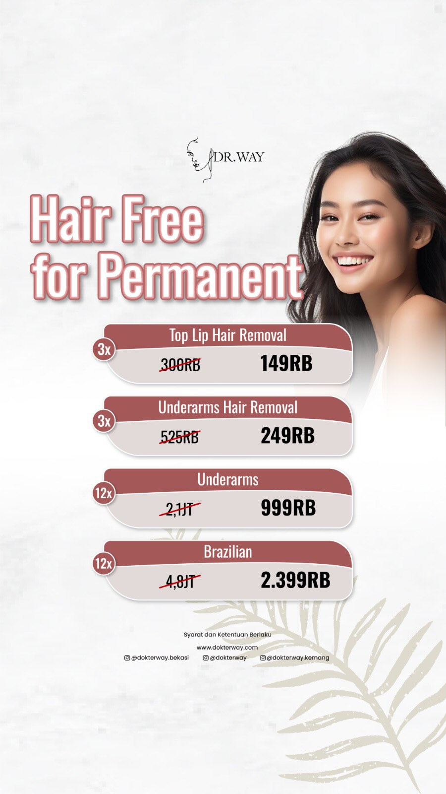  Nggak perlu lagi rutin cukur atau waxing Nikmati promo Hair Removal di Dokterway dan rasakan kulit yang lebih halus...