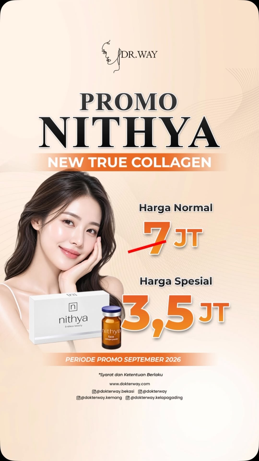  PROMO NYTHIA TRUE COLLAGEN Saatnya support collagen kulit dengan harga lebih hemat Harga Normal Rp7.000