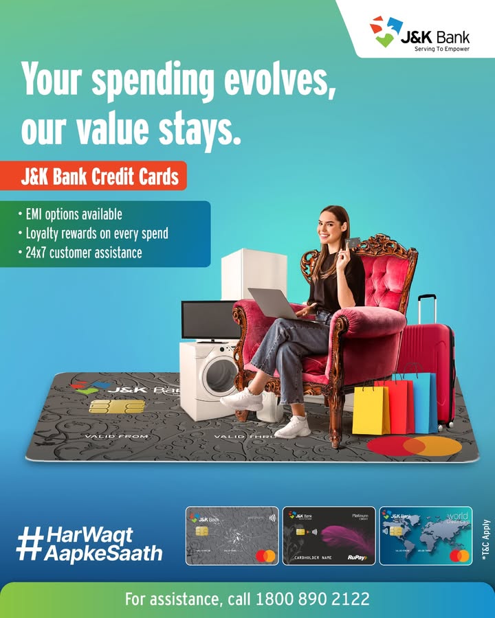 As your needs grow and your choices expand, J K Bank Credit Cards continue to deliver value that is steady, simple and rewar...