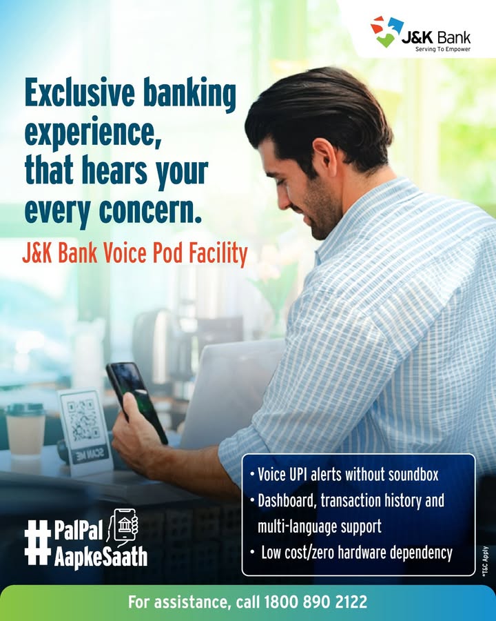 J K Bank Voice Pod Facility through mpay Delight Plus app offers a voice based interaction facility that helps customers acc...