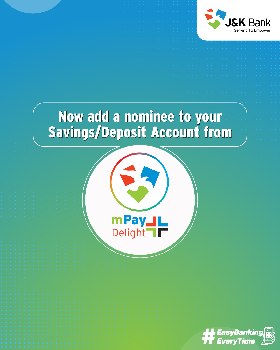 Some things are better done ahead of time. Adding a nominee to your Savings Deposit account is one of them