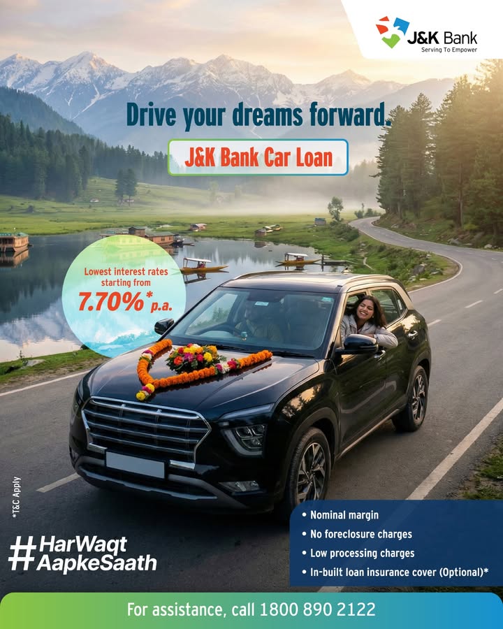 From application to approval, enjoy a seamless car loan with J K Bank that helps you move forward with confidence