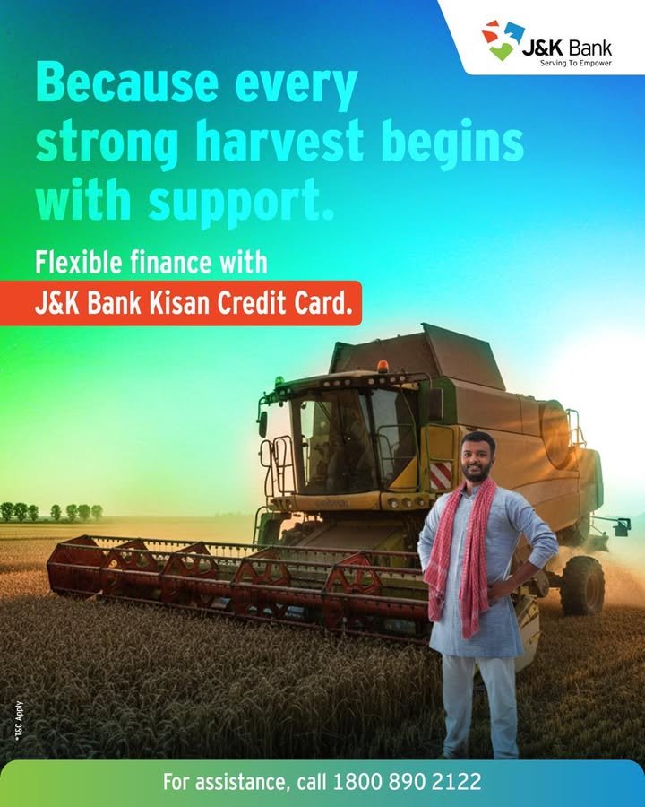 J K Banks Kisan Credit Card supports farmers with timely and affordable credit for agriculture, animal husbandry, and fisher...