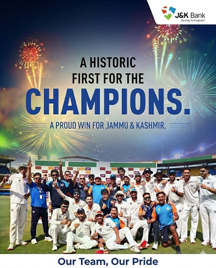 A moment etched in history as Jammu Kashmir secures its first Ranji Trophy title with a memorable Day 5 victory