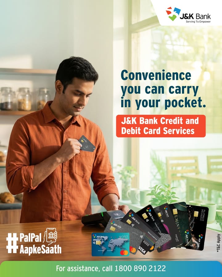 J K Bank Credit and Debit Cards are designed to support your daily spending with safety and flexibility