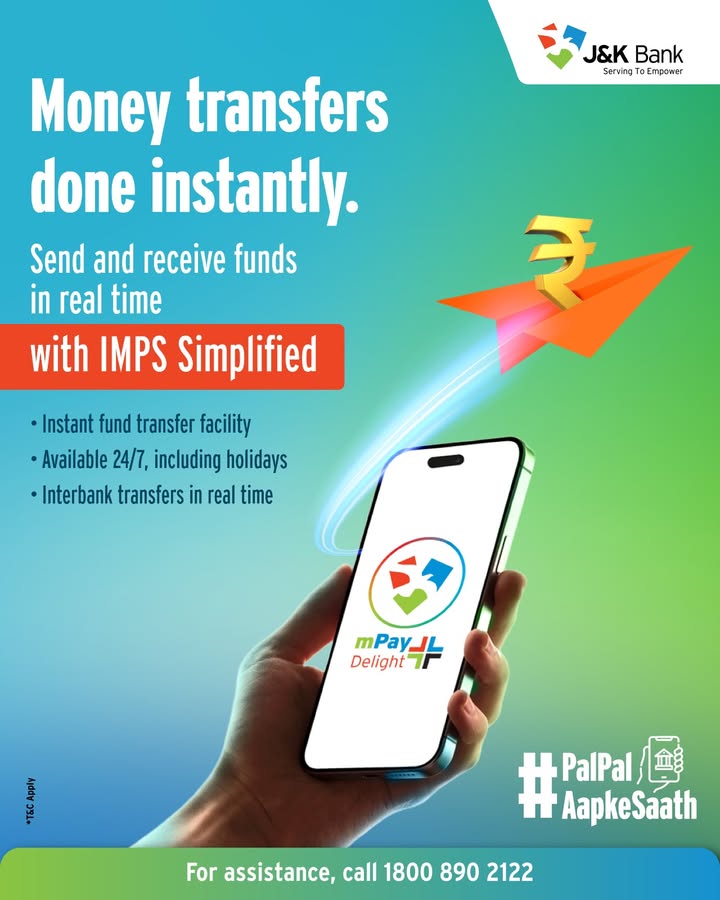 No waiting, no delays. With IMPS, transfer money securely anytime, day or night, and stay in control of your payments