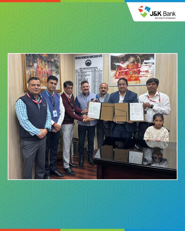 J K Bank strengthens relationship with Shri Mata Vaishno Devi Shrine Board Renews MoU to reaffirm mutual trust Reinforcing...