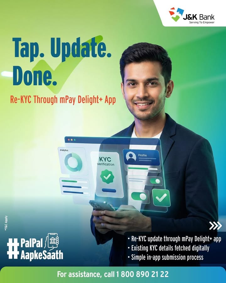 Keep your account active without visiting the branch. Complete your Re KYC securely through mPay Delight in minutes