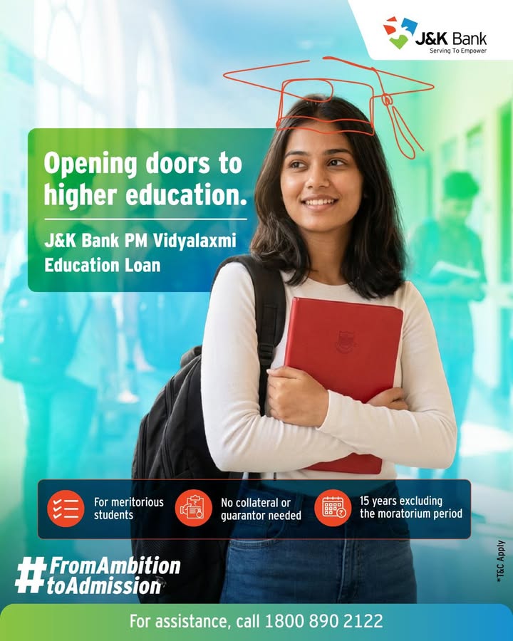 Take the next step towards higher education with J K Banks PM Vidyalaxmi Education Scheme