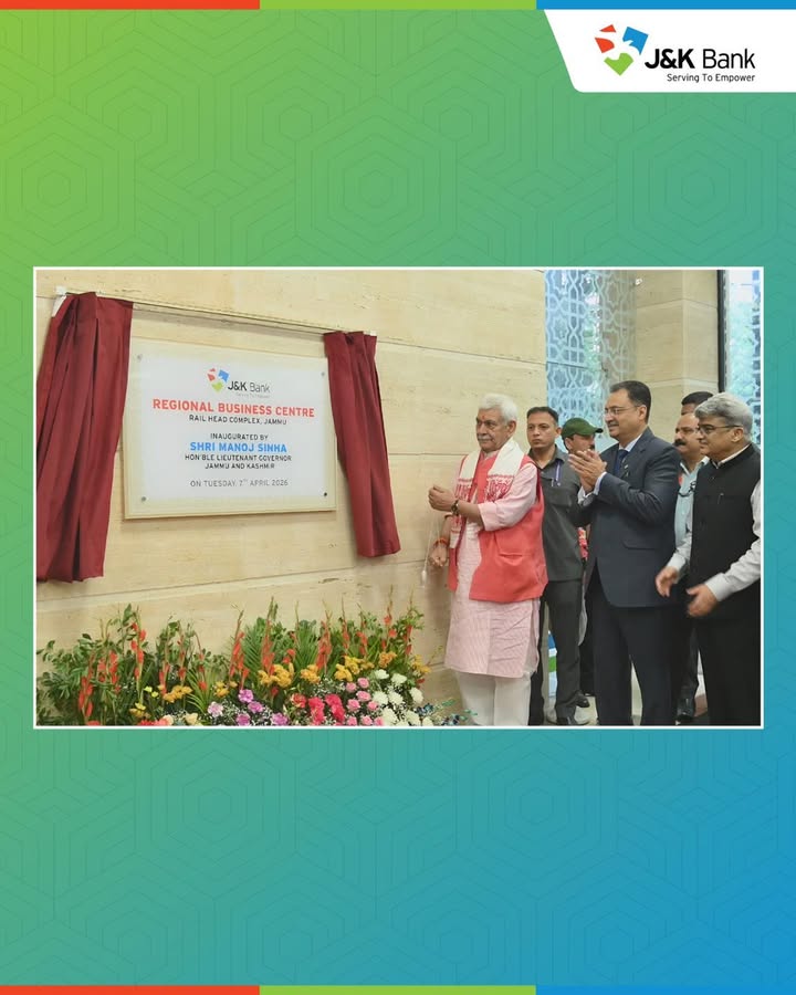 Lieutenant Governor Manoj Sinha on Tuesday inaugurated the Regional Business Centre of Jammu and Kashmir Bank at Rail Head C...