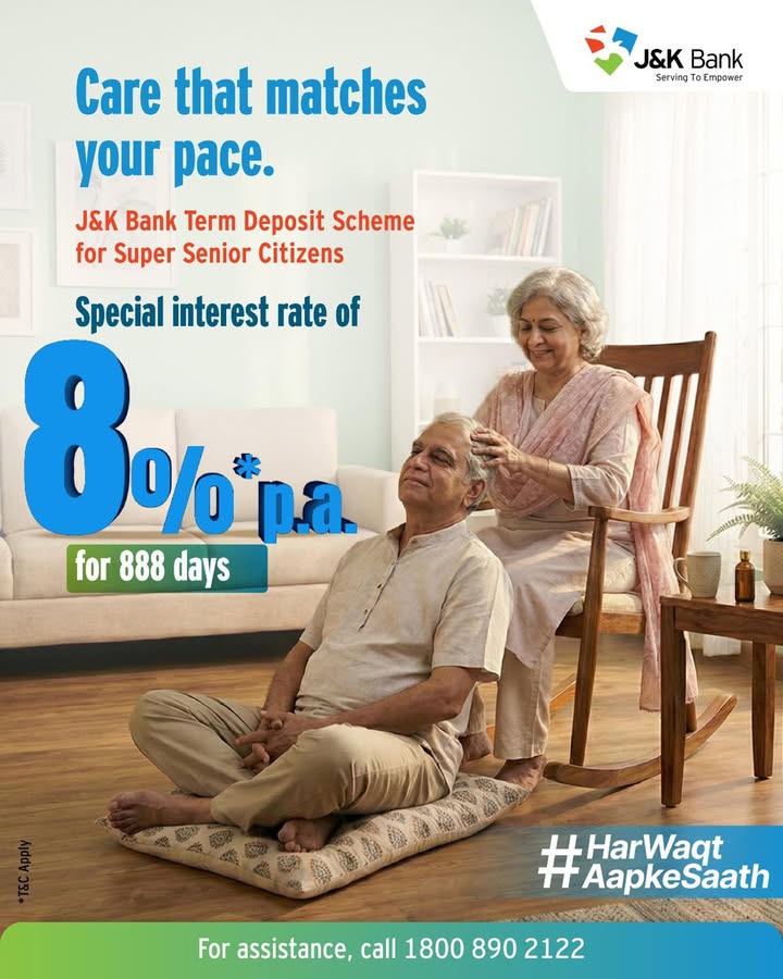 At J K Bank, banking for super senior citizens is built around ease, dignity and personalised attention