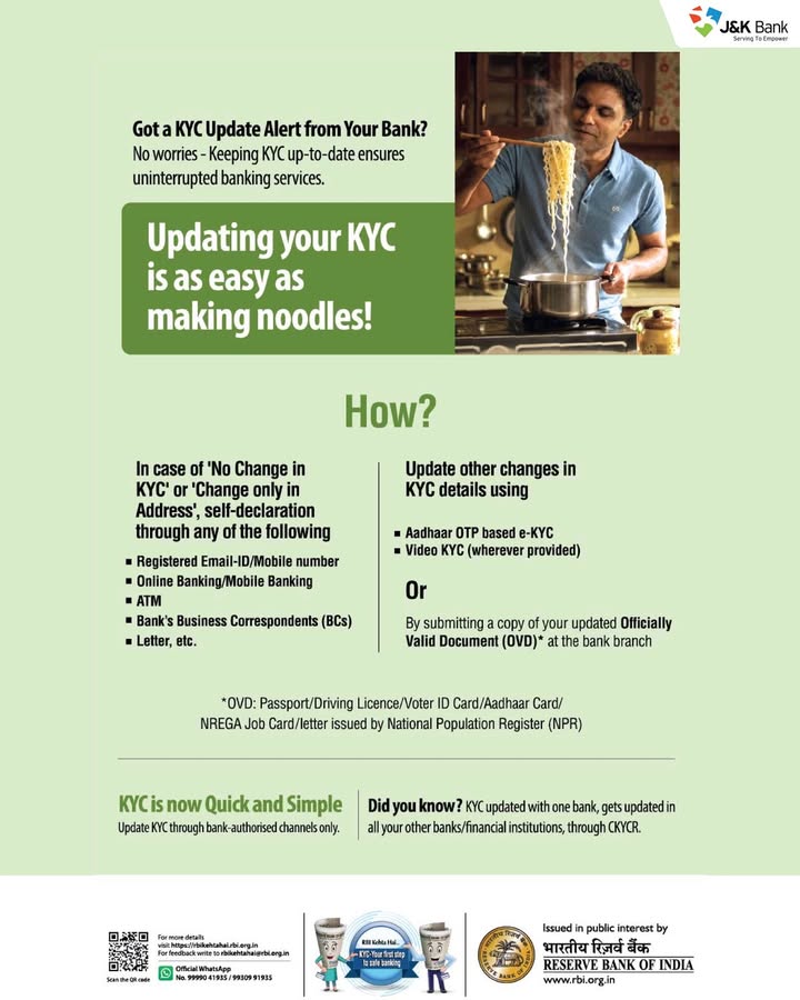 Updating your KYC is easy. Keeping KYC up to date ensures uninterrupted banking services