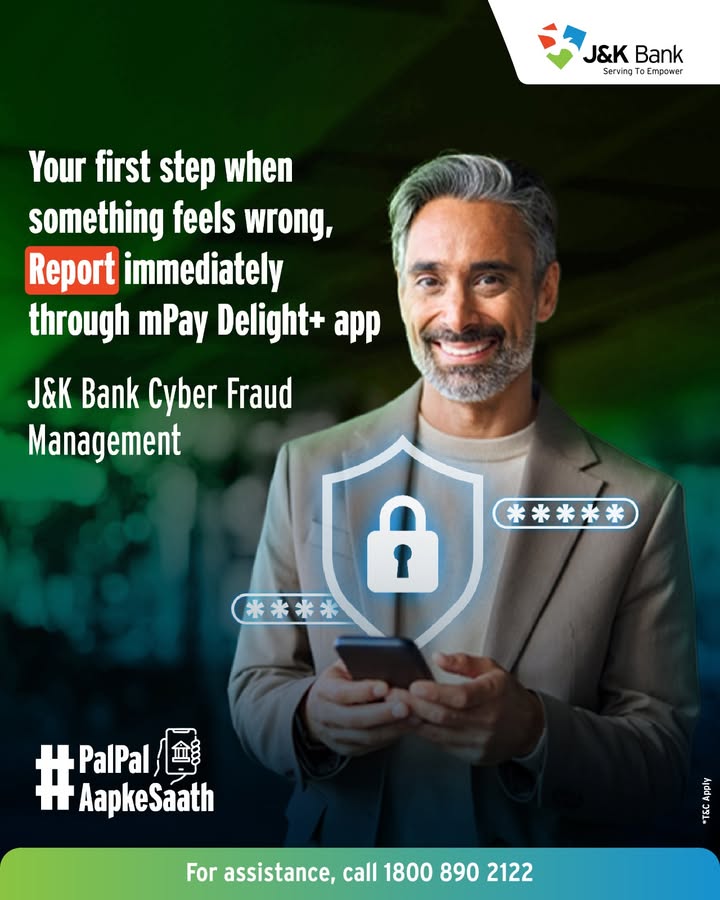 J K Banks Cyber Fraud Management framework through mPay Delight Plus App supports timely cyber fraud reporting and helps to ...