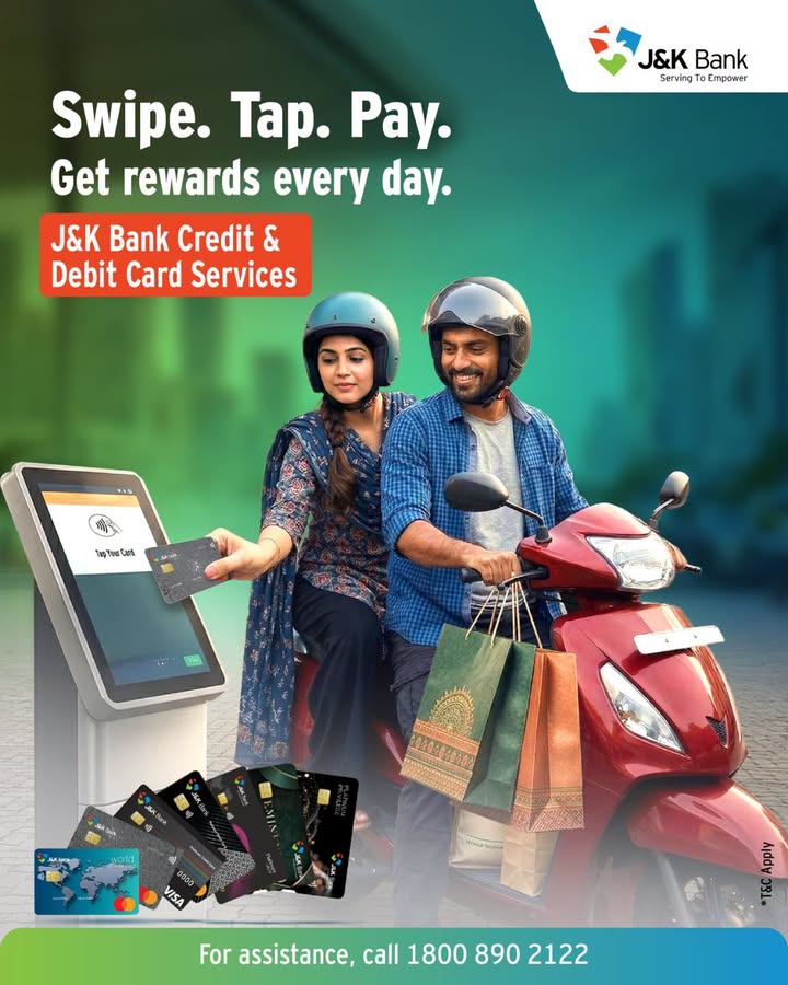 Experience secure and rewarding transactions with J K Bank cards, offering convenience, benefits, and acceptance across a wi...