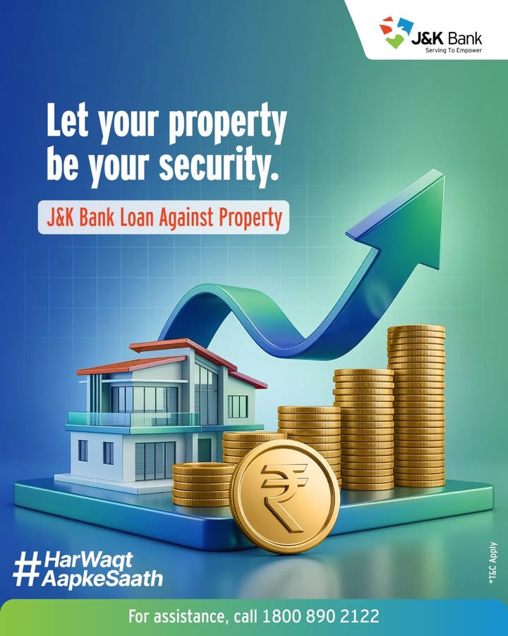 Unlock the value of your property. J K Bank Loan Against Property helps you move ahead with confidence