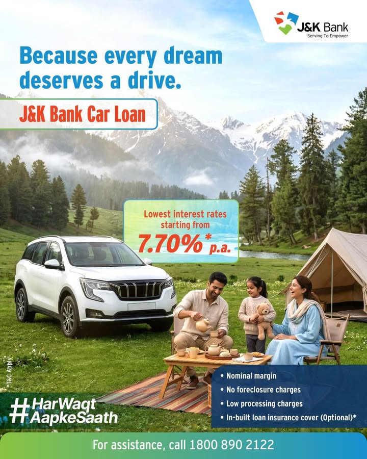 Bring home the car of your dreams with a J K Bank Car Loan