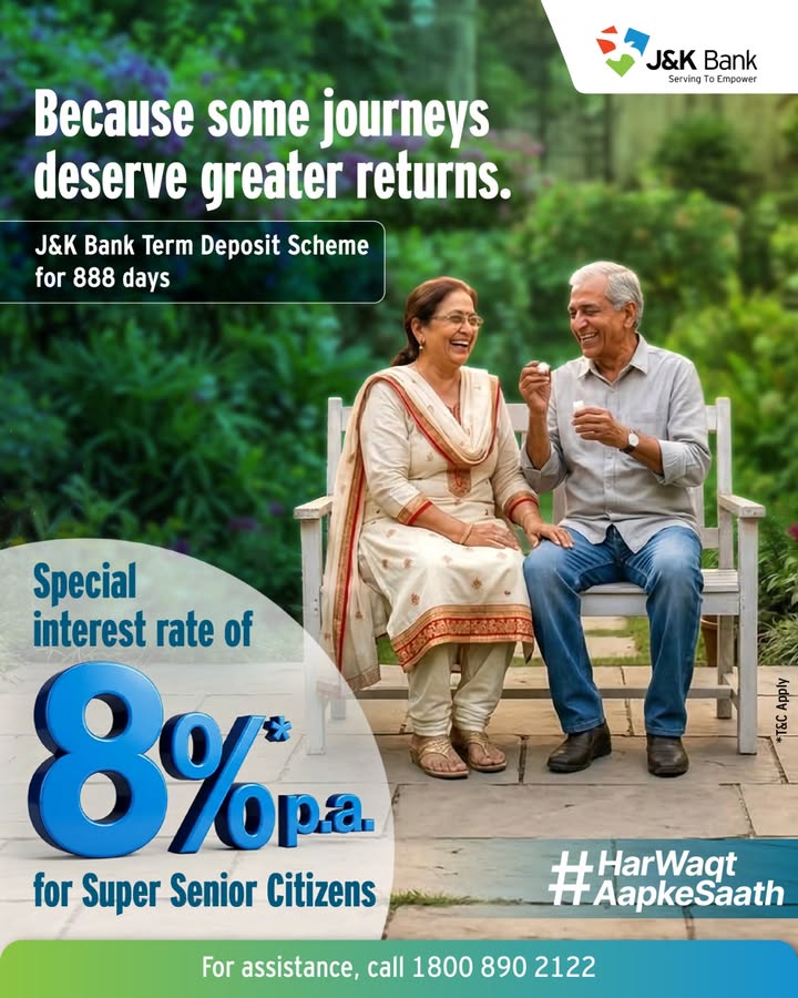 J K Bank offers dedicated benefits and personalised services for Super Senior Citizens 80 , ensuring greater comfort, pri...