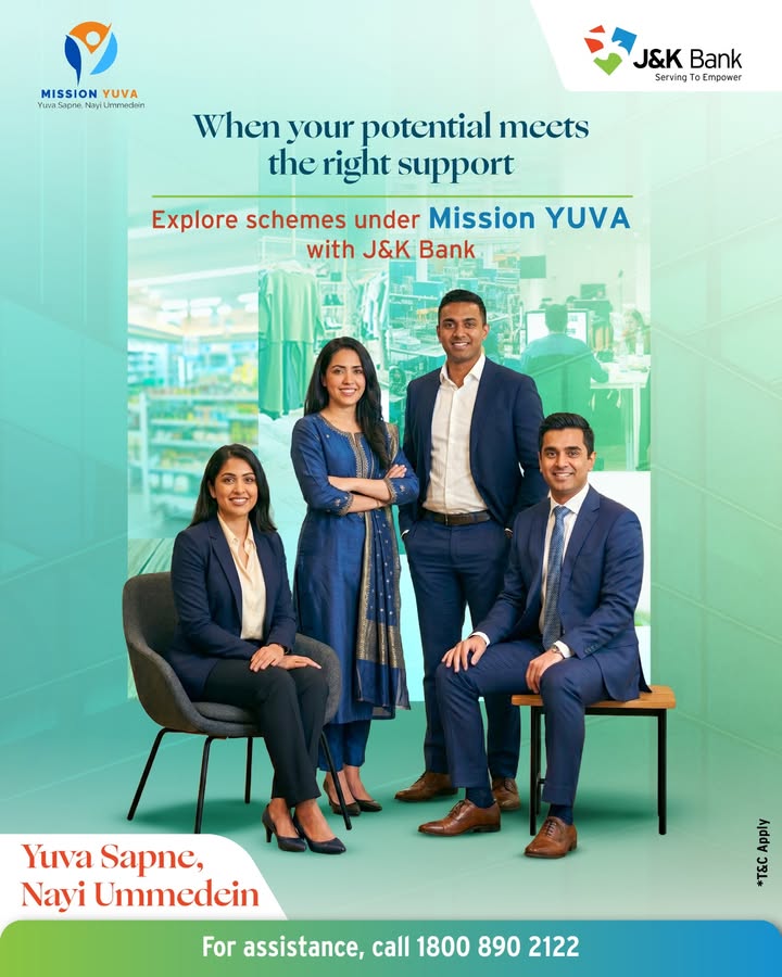 Under J K Governments flagship program Mission Yuva, J K Bank supports aspiring youth with financial assistance and guidance...