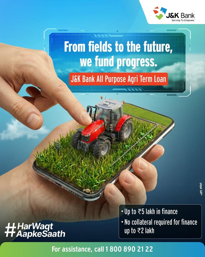 J K Banks All Purpose Agri Term Loan support long term agricultural investments, enabling farmers to enhance productivity an...