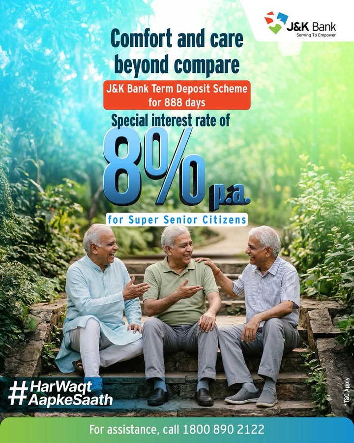 J K Bank offers dedicated services for super senior citizens, ensuring priority assistance, convenience, and thoughtful bank...