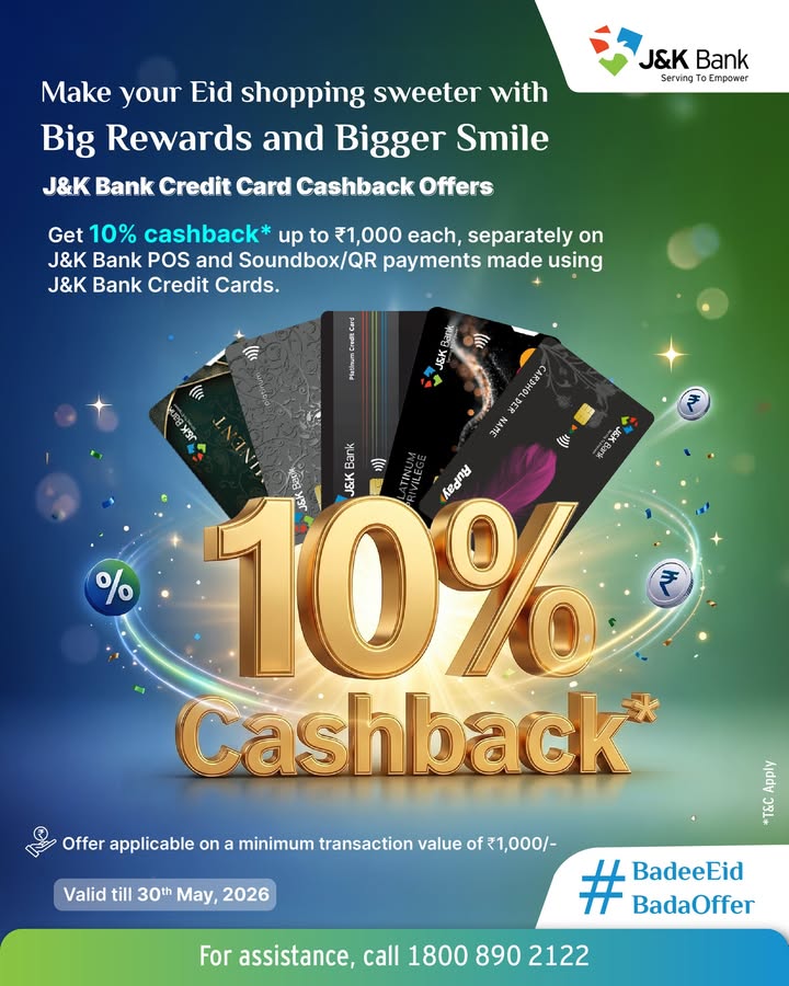 Make your Eid shopping even more rewarding with J K Bank Credit Card cashback offers