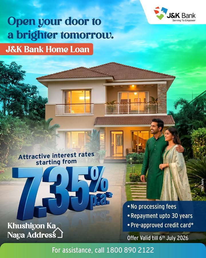 Whether its your first home or the next chapter for your family, make the move with J K Bank Housing Loans at attractive int...