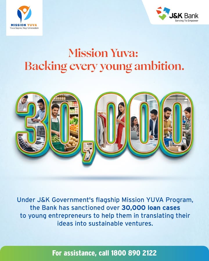 J K Bank powers Mission YUVA with over 30000 youth loan sanctions Reinforcing its unwavering commitment to the Government o...