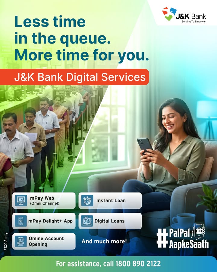 Manage your banking with ease through J K Bank Digital Services