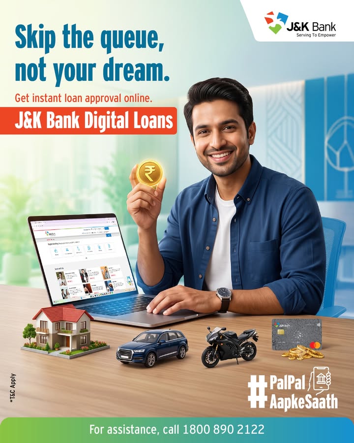 Enjoy a seamless online loan application process, quick approvals and instant access to funds with J K Bank Digital Loans