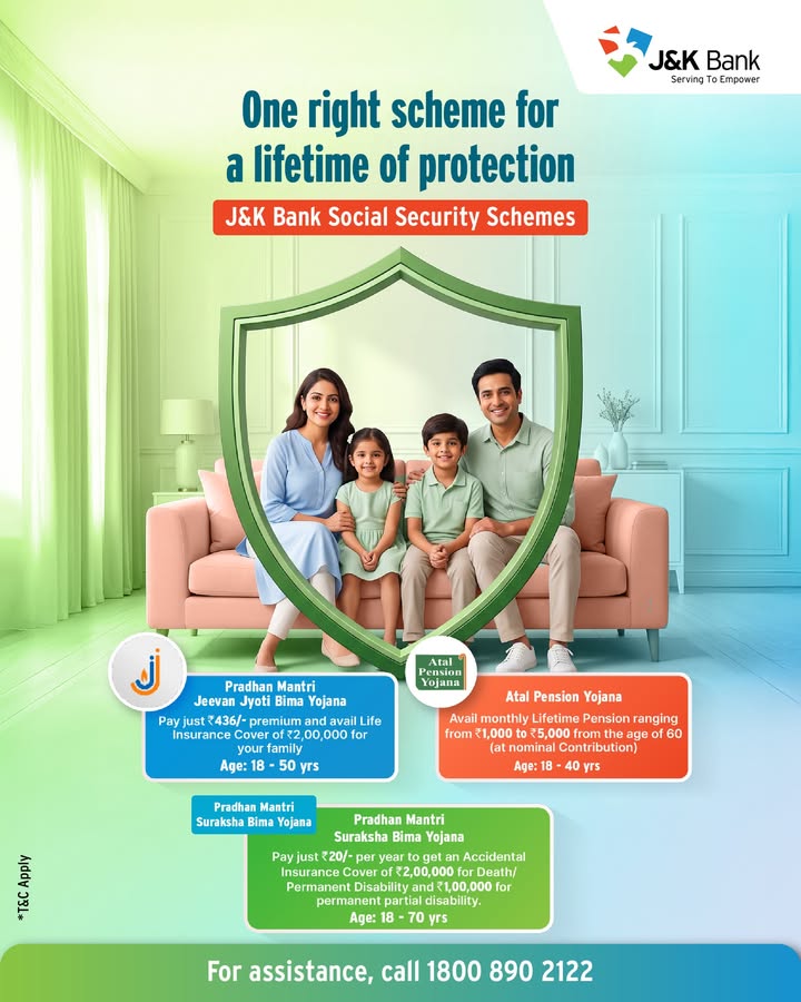 Secure your future with J K Banks Social Security Schemes