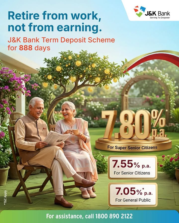 Some opportunities are worth holding on to. Invest in J K Bank Term Deposits and earn up to 7.80 p.a