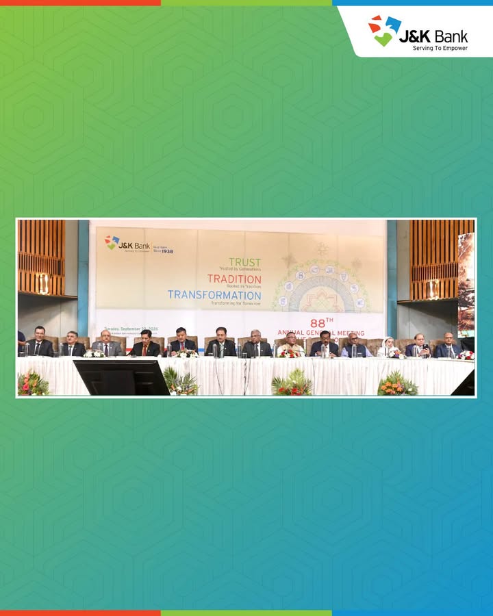 J K Bank holds 88th AGM of its shareholders Recruitment notification for posts in J K and Ladakh to be issued within days, ...