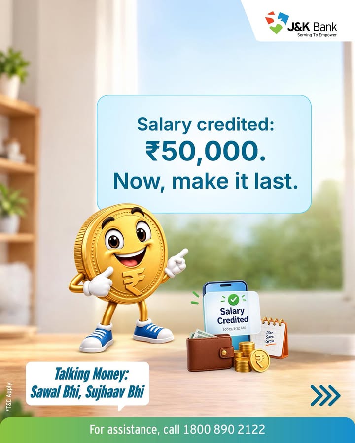 Salary credited. Bills paid. Plans made
