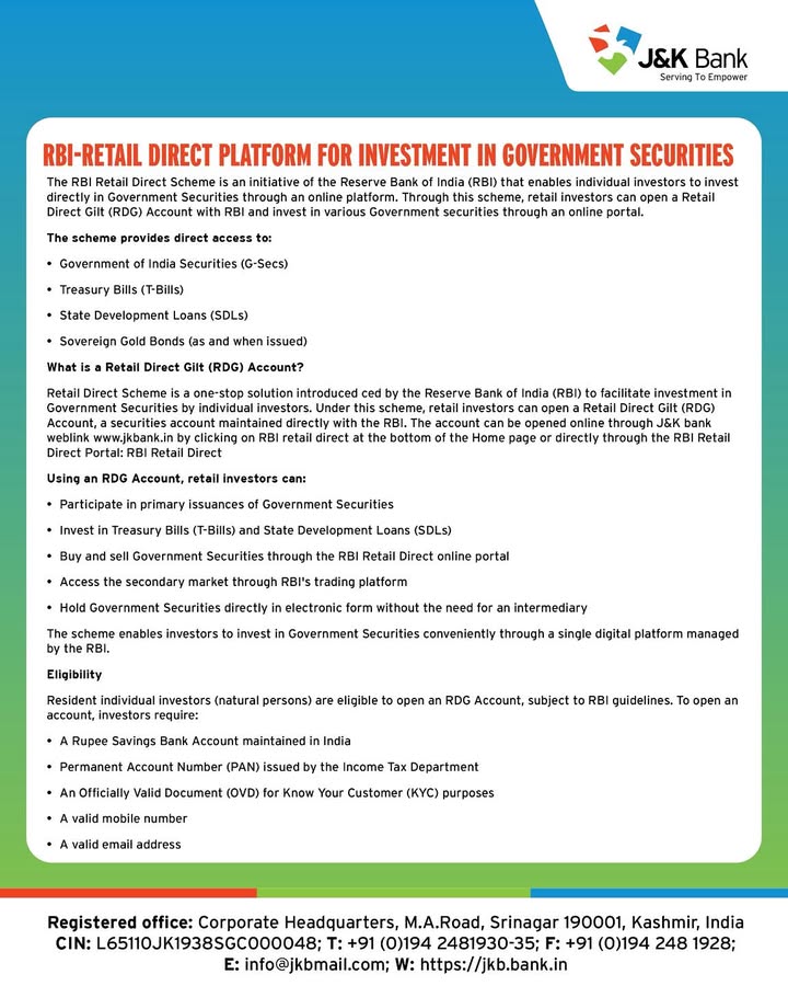 Invest in Government Securities conveniently through the RBI Retail Direct Scheme