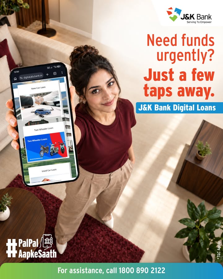 Your plans dont wait. Neither should your loan. Apply for a J K Bank Digital Loan online and take your next step with ease