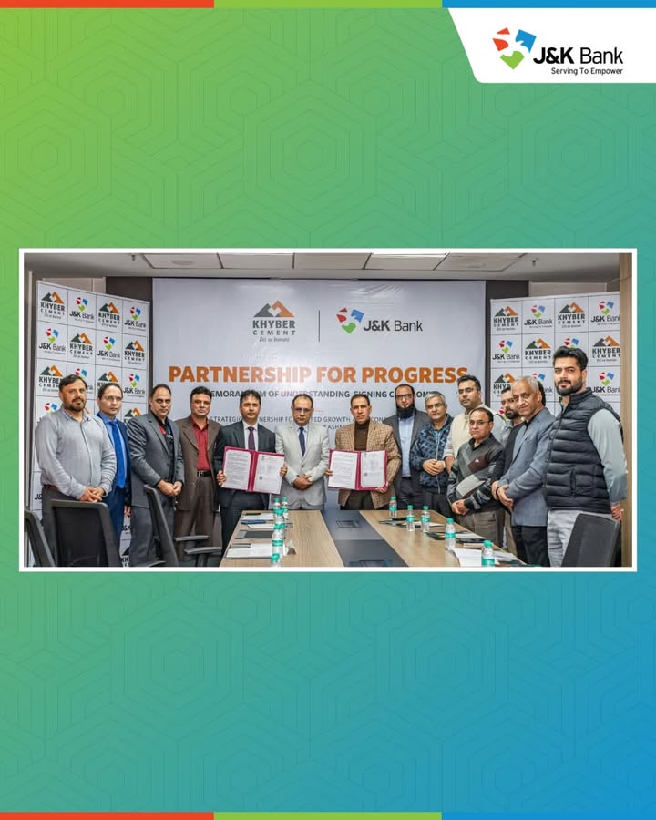 J K Bank deepens partnership with Khyber Industries, extends Corporate Salary Package to 571 employees Further expanding it...