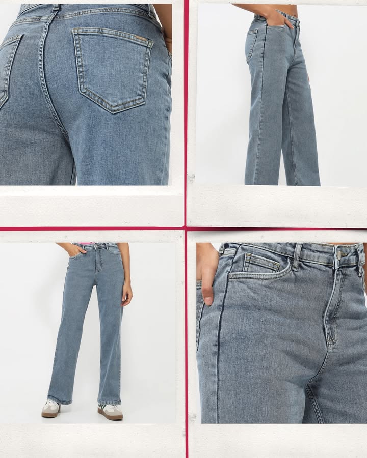 A high rise waist for structure. A straight fit for balance. Classic blue denim that works with everything