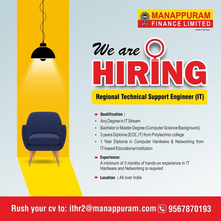 Were looking for Regional Technical Support Engineers to join our team across all over India
