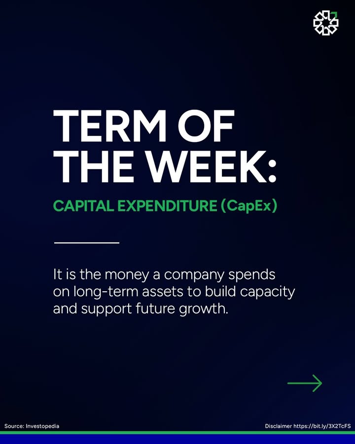 Term of the Week Capital Expenditure CapEx Money spent by a company on long term assets to build capacity and drive futu...
