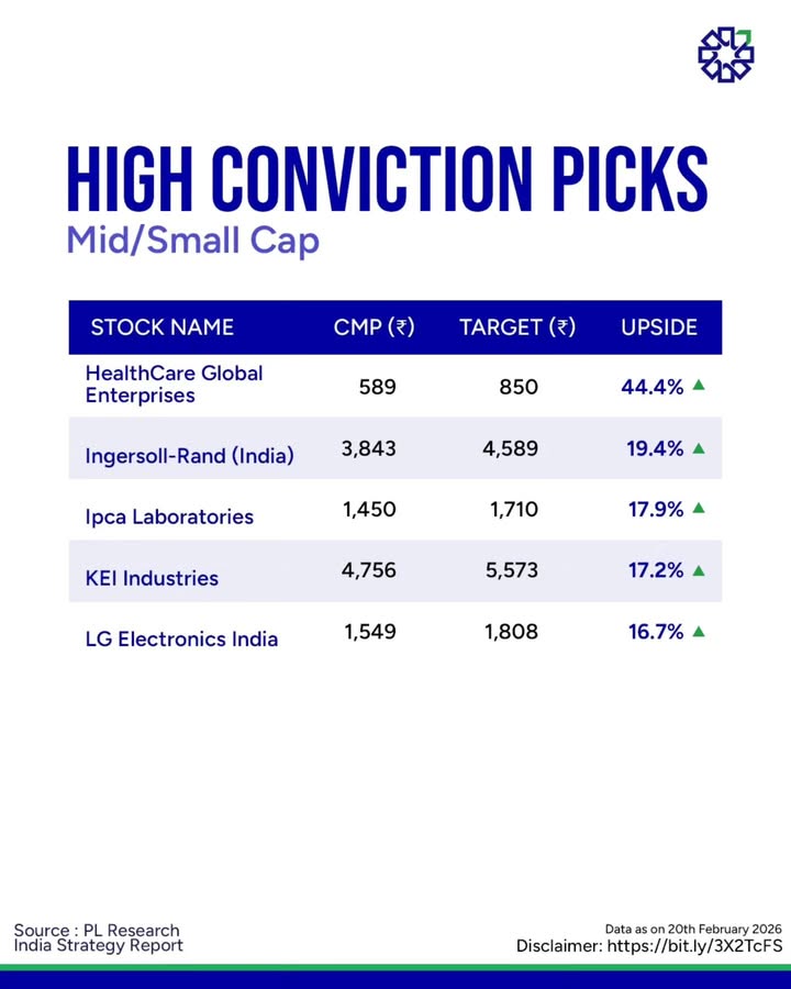 High conviction, research driven mid small cap picks Looking for high growth potential Our research driven, high co...