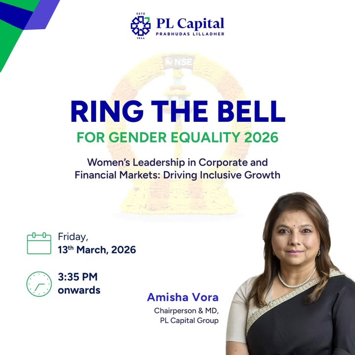  PL Capital at Ring the Bell 2026 NSE Our Chairperson Managing Director, Amisha Vora, will be speaking at the Ring ...