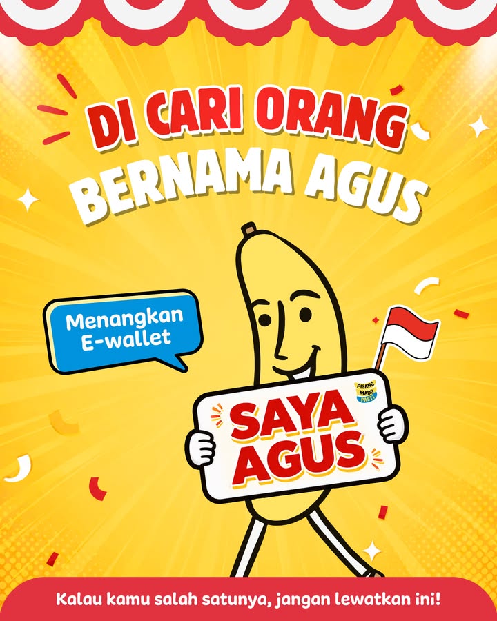  AGUSTUSAN BARENG PISANG MADU PASTI Punya nama dengan unsur Agustus Nah, ini kesempatan kamu buat dape...