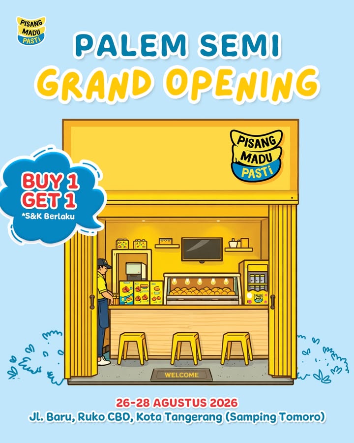  PALEM SEMI, SIAP SIAP KETAGIHAN Pisang Madu Pasti sekarang hadir lebih dekat buat kamu Yuk rayakan Gra...