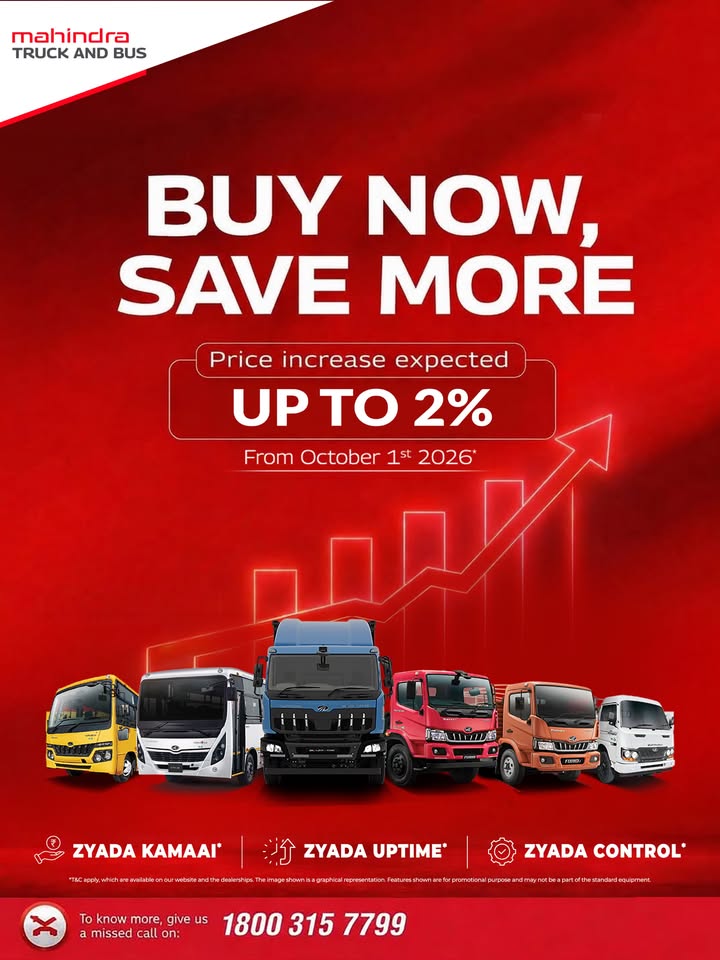 Beat the Price Hike Secure your Mahindra Truck Bus before the price increase from October 1st, 2026