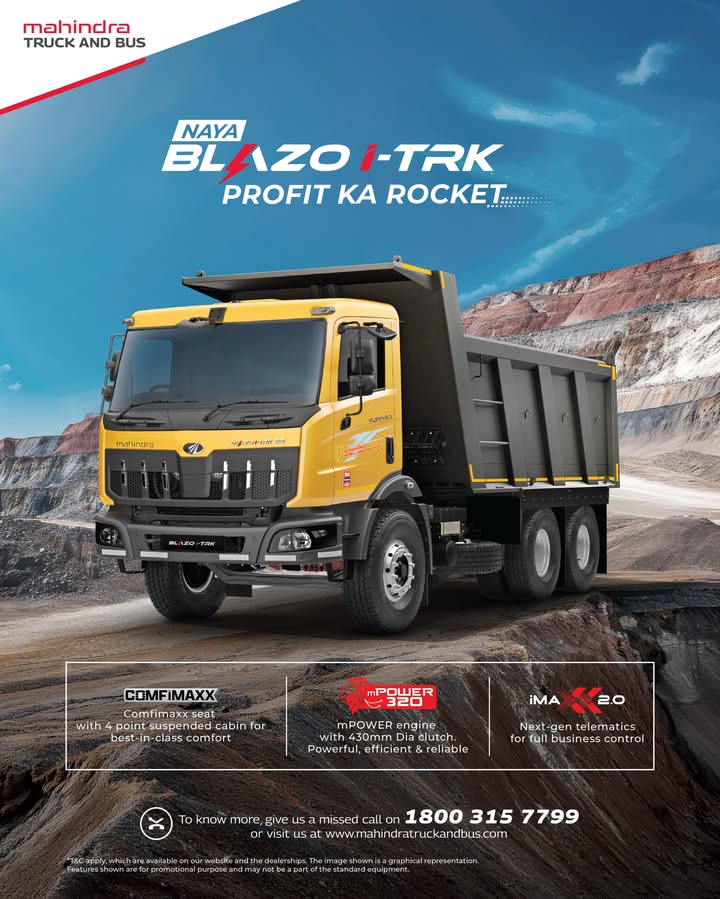 From infrastructure projects to riverbeds, no terrain too tough, no load too heavy The Mahindra BLAZO i TRK Tipper del...