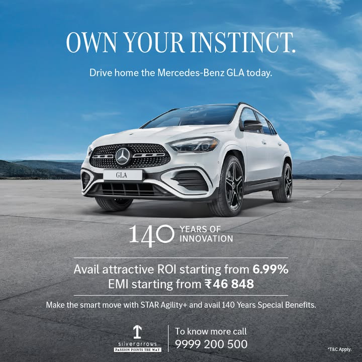 Drive home the Mercedes Benz GLA. Make the smart move with STAR Agility and avail 140 Years Special Benefits