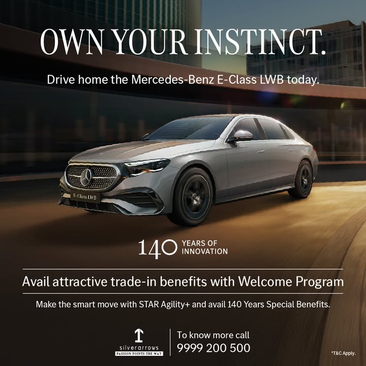 Drive home the Mercedes Benz E Class LWB. Make the smart move with STAR Agility and avail 140 Years Special Benefits
