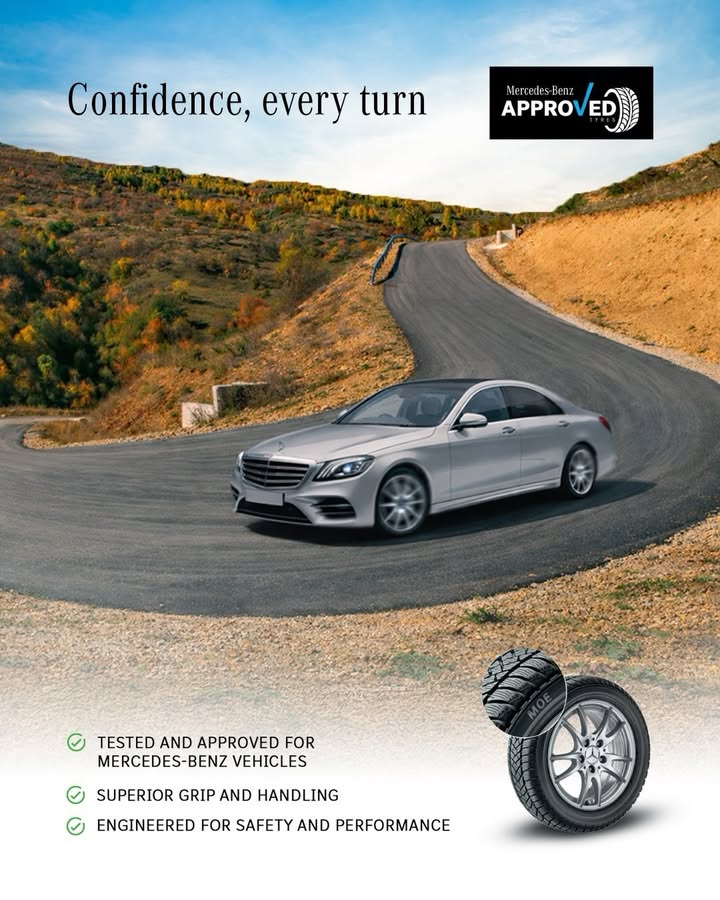 With Mercedes Benz Approved Tyres, drive with confidence and safety on all roads